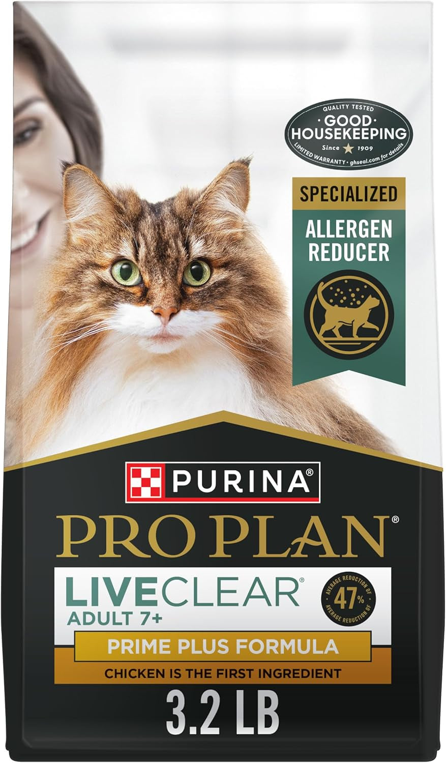 Purina Pro Plan Allergen Reducing, High Protein Cat Food, LIVECLEAR Chicken and Rice Formula - 3.5 Lb. Bag