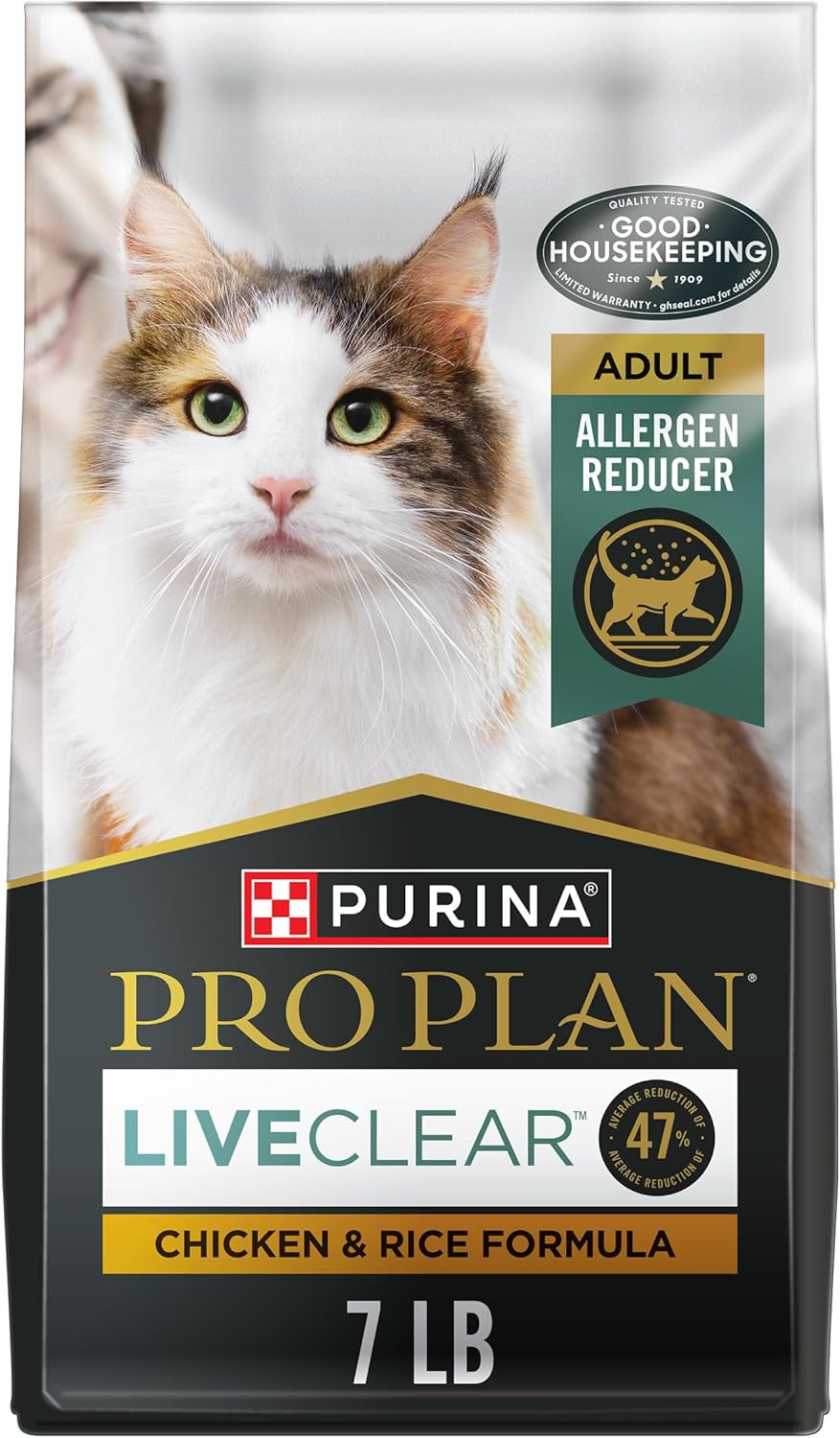 Purina Pro Plan Allergen Reducing, High Protein Cat Food, LIVECLEAR Chicken and Rice Formula - 3.5 Lb. Bag
