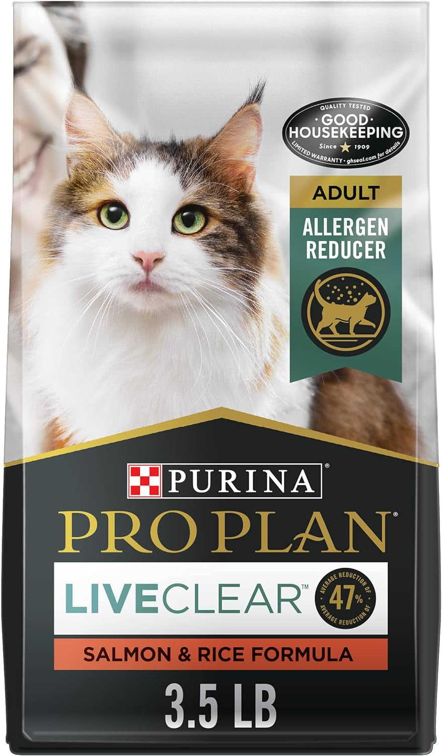 Purina Pro Plan Allergen Reducing, High Protein Cat Food, LIVECLEAR Chicken and Rice Formula - 3.5 Lb. Bag