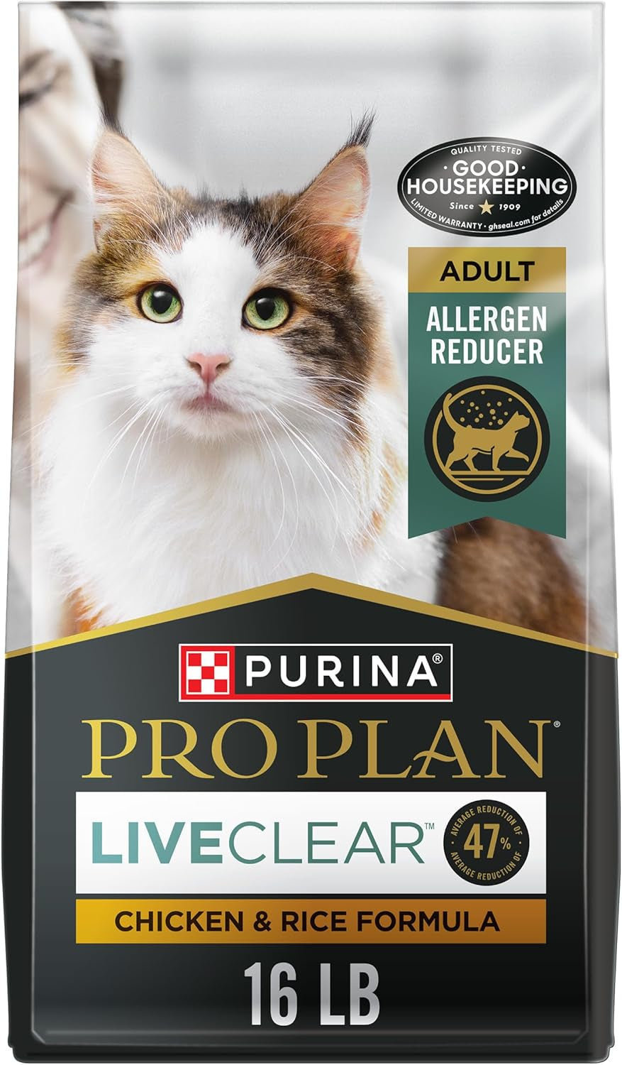 Purina Pro Plan Allergen Reducing, High Protein Cat Food, LIVECLEAR Chicken and Rice Formula - 3.5 Lb. Bag